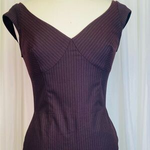 Tracy Reese Deep Purple (Brown Tone) Pinstripe Midi Dress